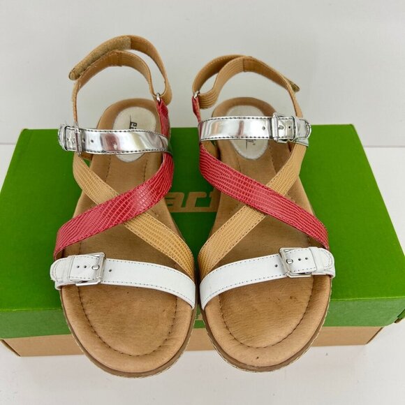 Earth Womens Sandy White Multi Sandals 7.5B Strappy Design With Buckle Straps - Picture 3 of 11